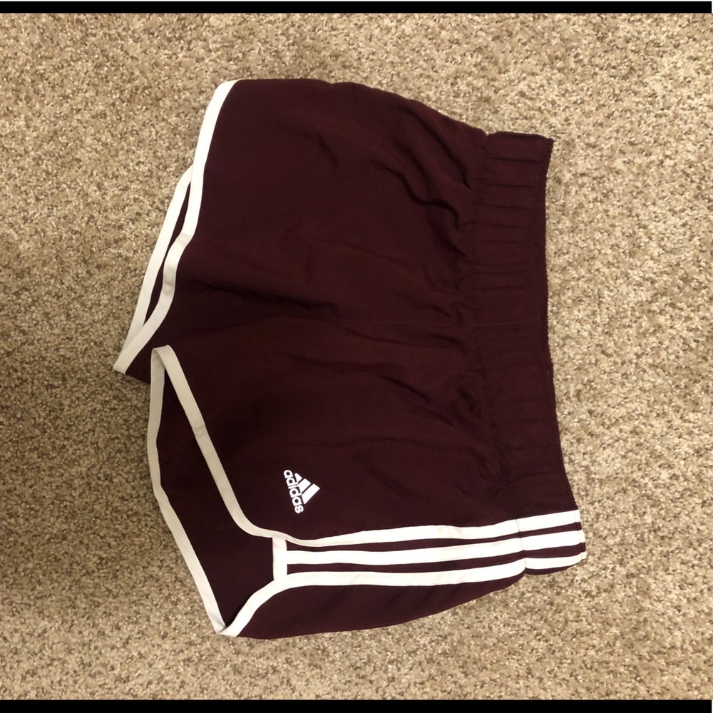 adidas Maroon Athletic Shorts with White Trim
